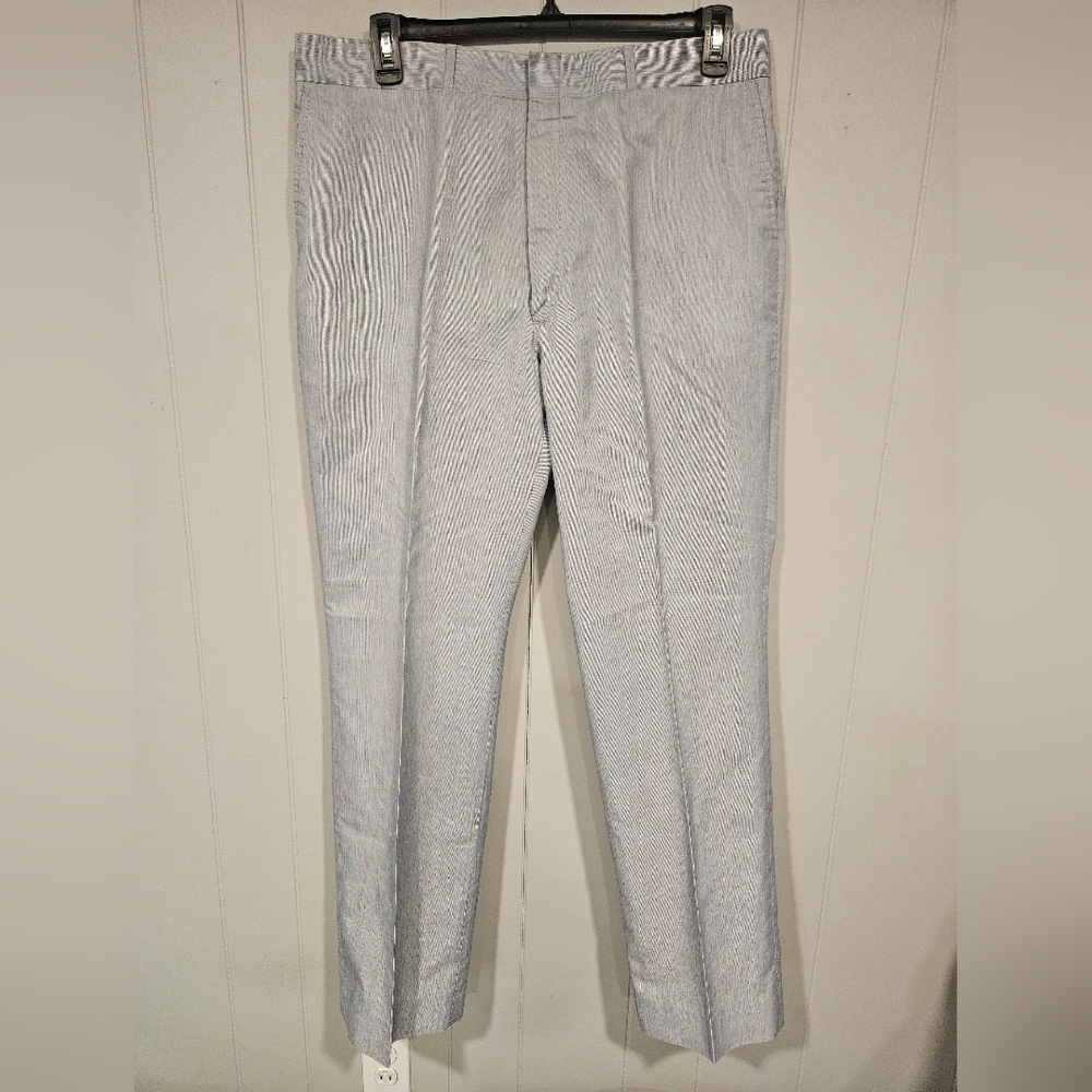 VTG Higgins Slacks Pants Mens 38x32 Disco Preppy Business 70s Blue Pinstripe